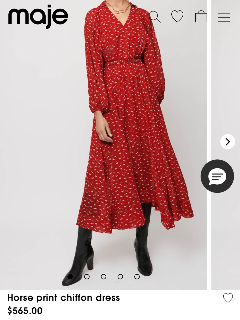 Maje Red Print Horse Dress